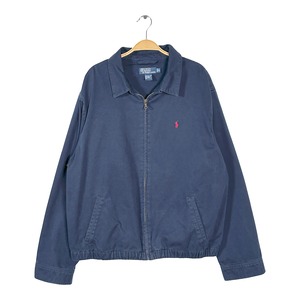 90s ラルフローレン スウィングトップ ハリントンジャケット ネイビー ワンポイントロゴ刺繍 POLO BY RALPH LAUREN サイズXL DZ0829