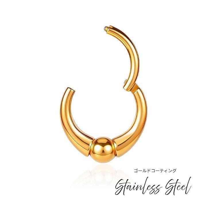 ワンタッチピアス 16G ゴールド ボールリング クリッカー リングピアス