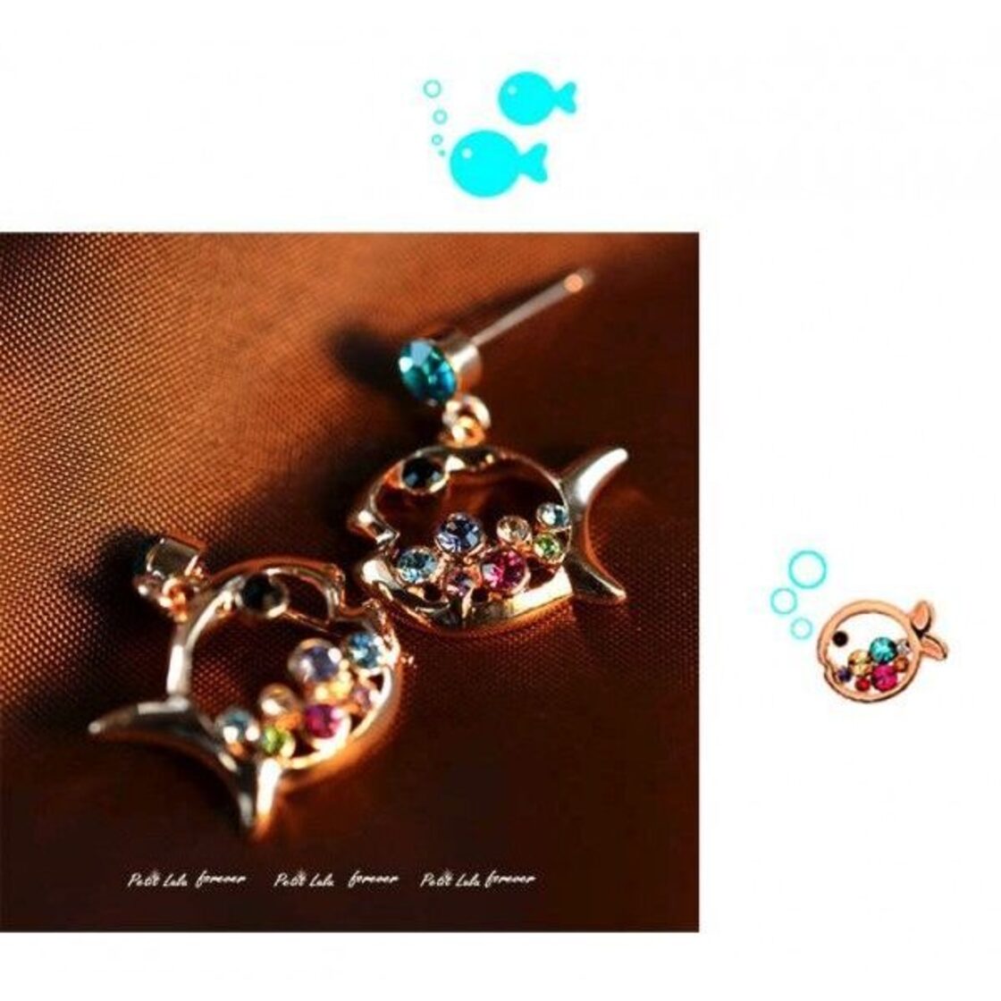 ピアス レディース スワロフスキー 彩石 7色 厄除け 子魚 フープ 