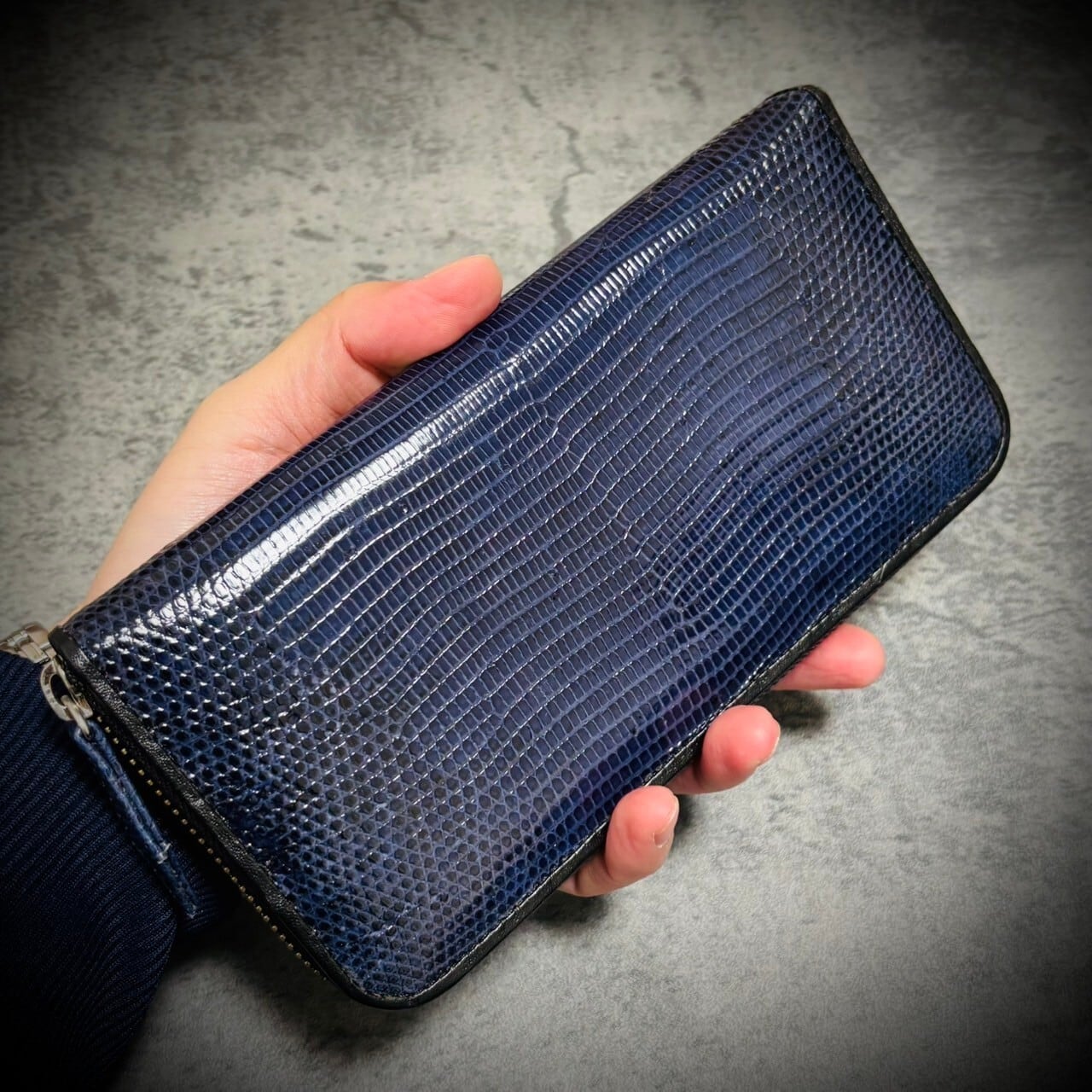 リザード 長財布 シャイニング加工 大容量 カード15枚 トカゲ メンズ