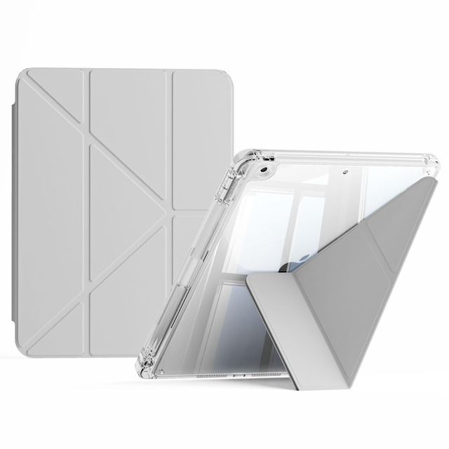 ZOYU 対応iPad 第9世代/第8世代/第7世代 10.2インチ (2021/2020/2019年モデル) 用透明保護ケース 、グレ