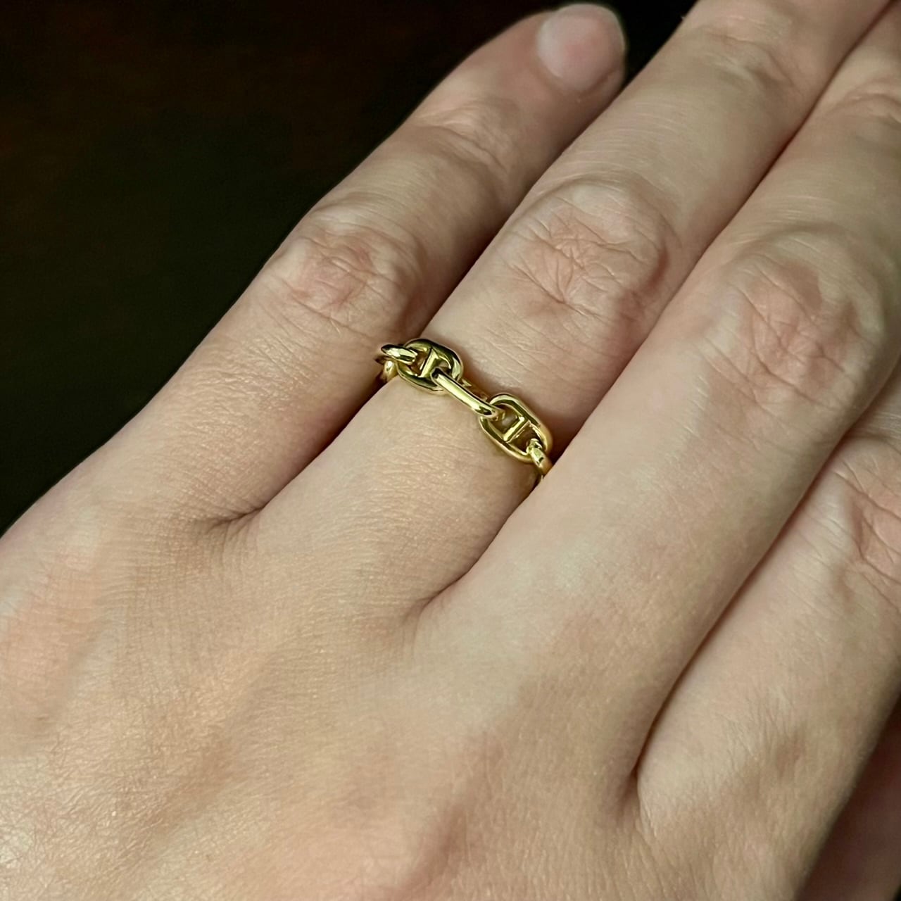 VINTAGE HERMES Chaine d'Ancre Ring 18K Yellow Gold | ヴィンテージ