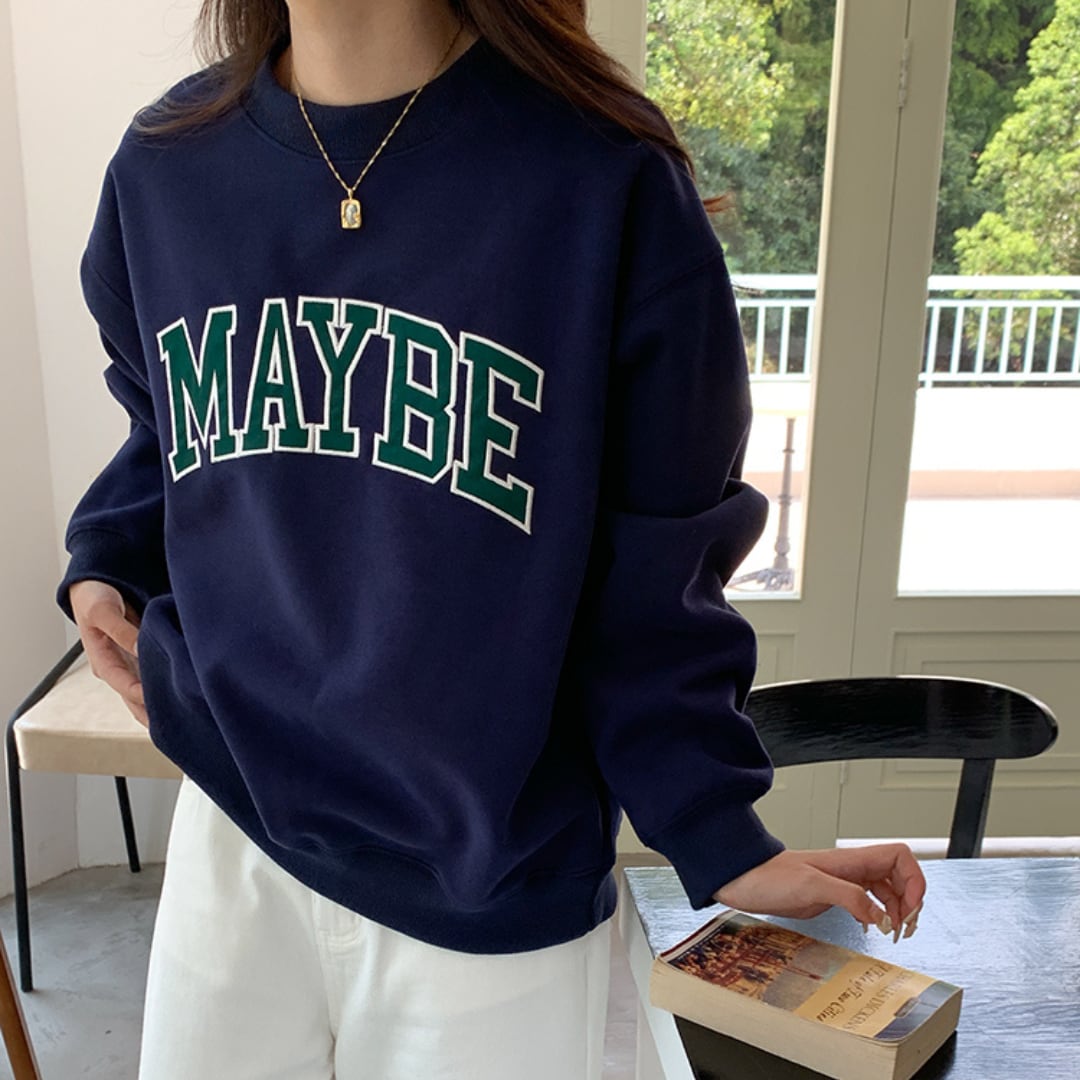 relaxed blogger style american round neck sweatshirt