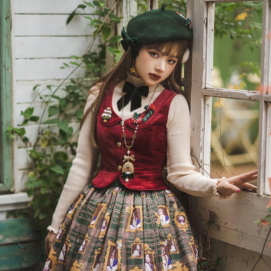 ゴスロリ通販 With U 森ガール ベスト バック編み上げ ベルベット