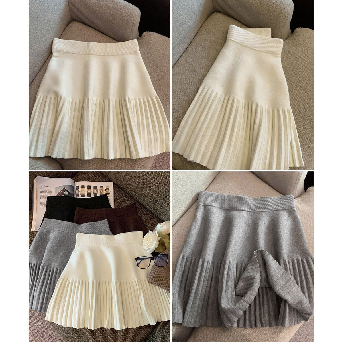 ミニスカート ニット レディース 秋冬 プリーツスカート ニットスカート おしゃれ きれいめ 大人 かわいい カジュアル ハイウエスト Aライン ウエストゴム 大人可愛い 大人女子