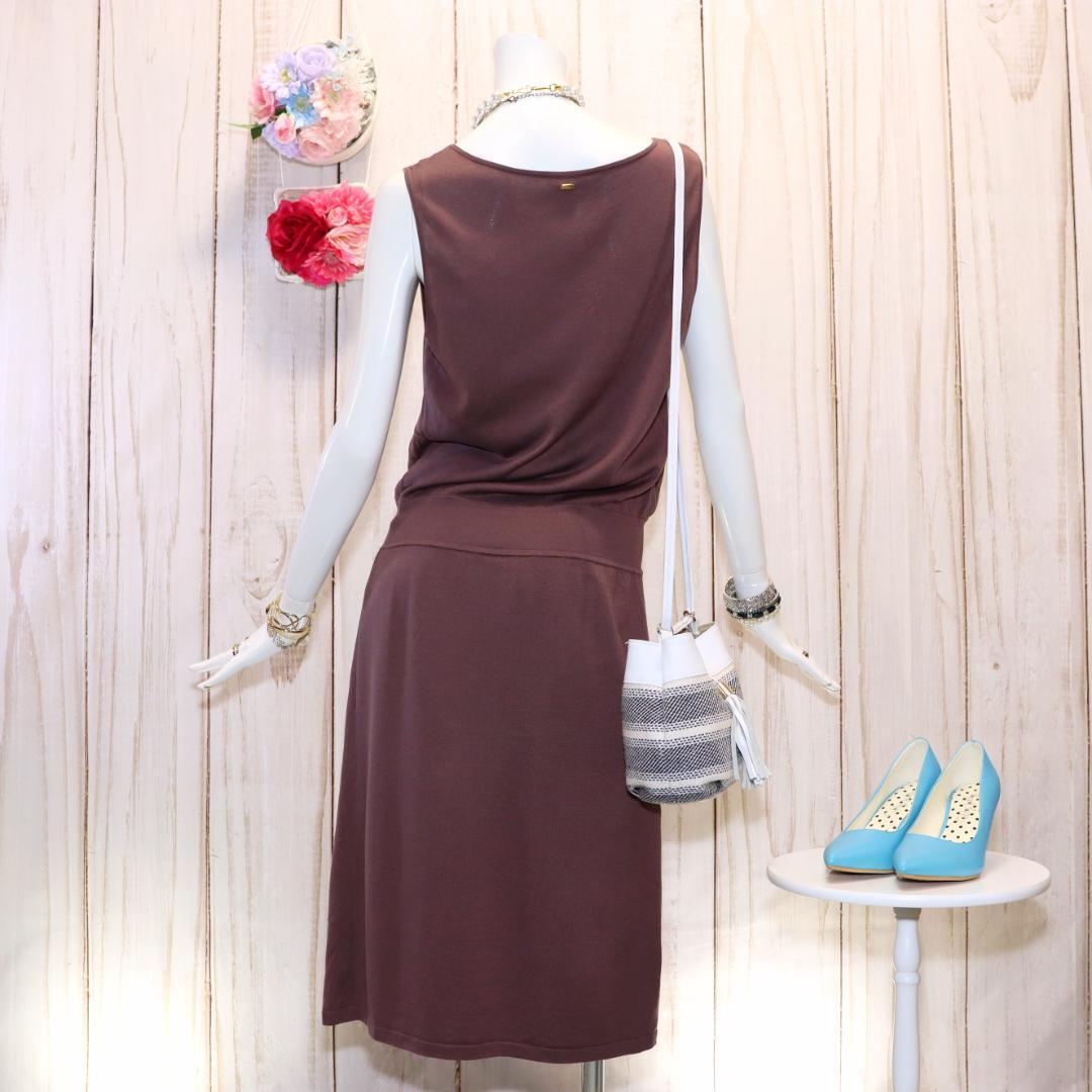 エスカーダ スクエアネックニットワンピース Lサイズ スパンコール