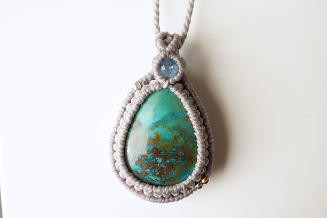 アズライトクリソコラのマクラメネックレス 【一点物】