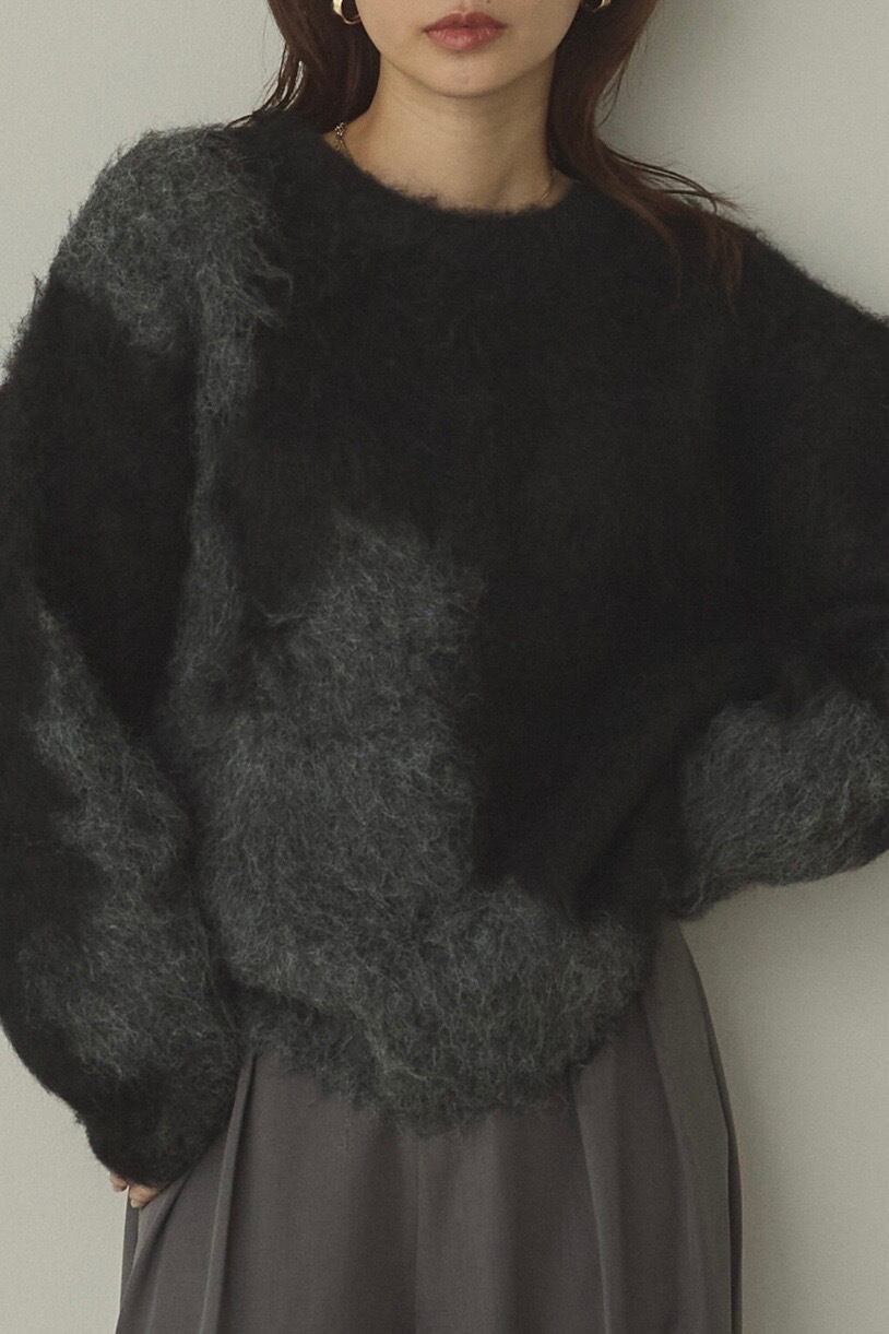 Nuance color blocking knit ニュアンス柄ブロッキングニット Black