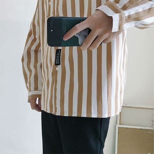 全2色 シャツ ワイシャツ ストライプ オフィス カジュアル 大人