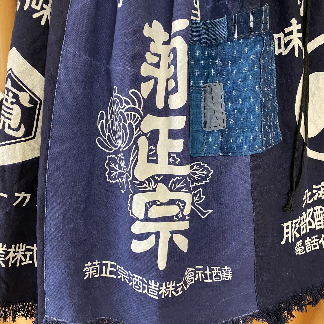 Kayaひざかけ 蚊帳 夏ブランケット 麻 藍染 古布 ハンドメイド 