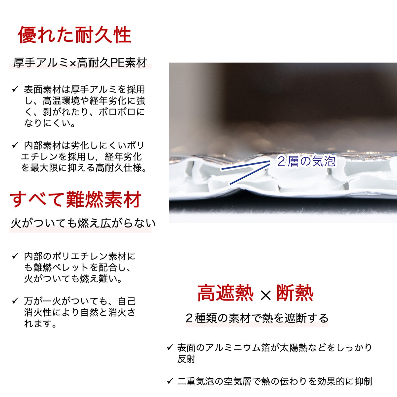 Quiet-Mo 【断熱のシロクマ-DK】 ダブル気泡構造 断熱シート （幅120cm