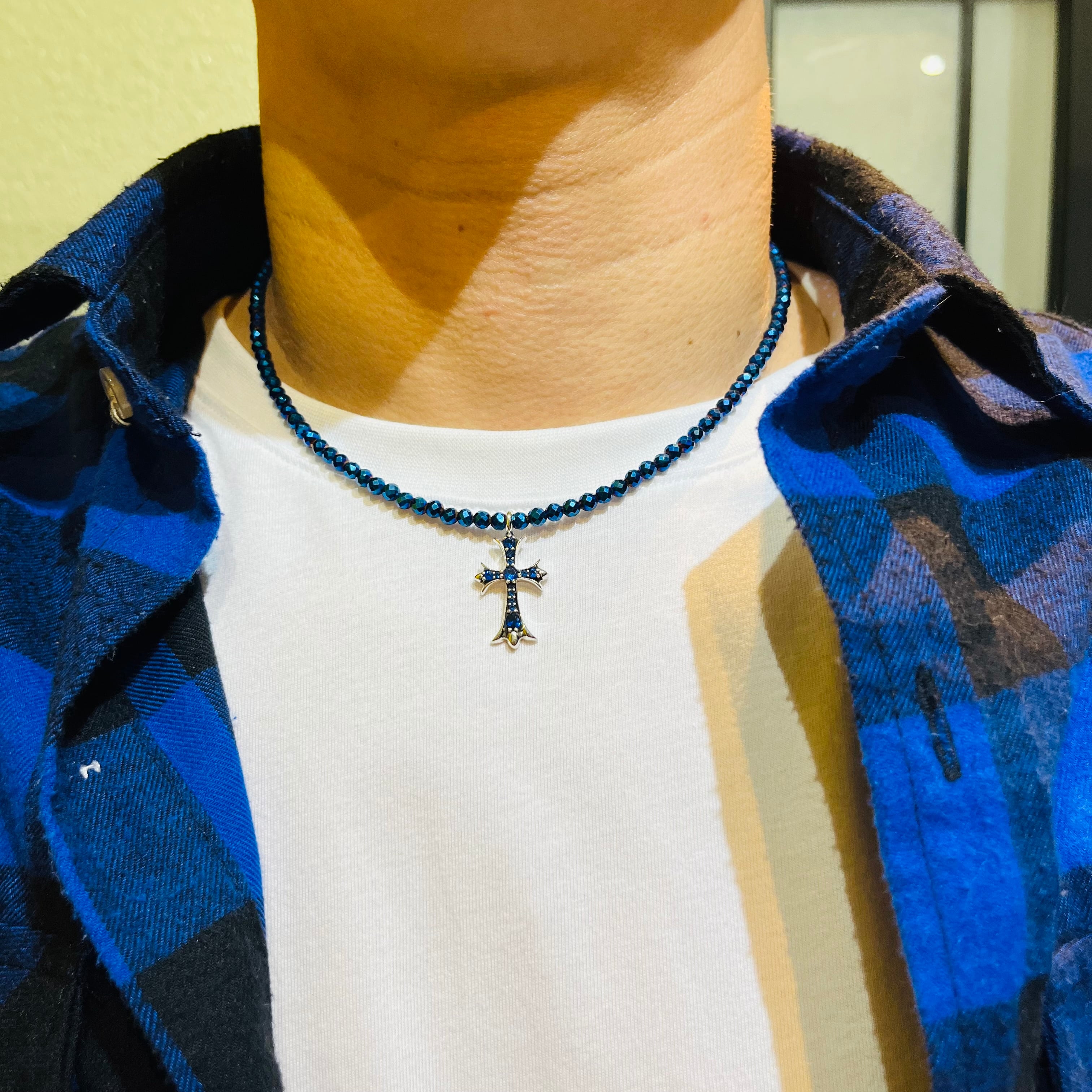 ヘマタイトブルークロスネックレス【青石】 | StoneJewelry