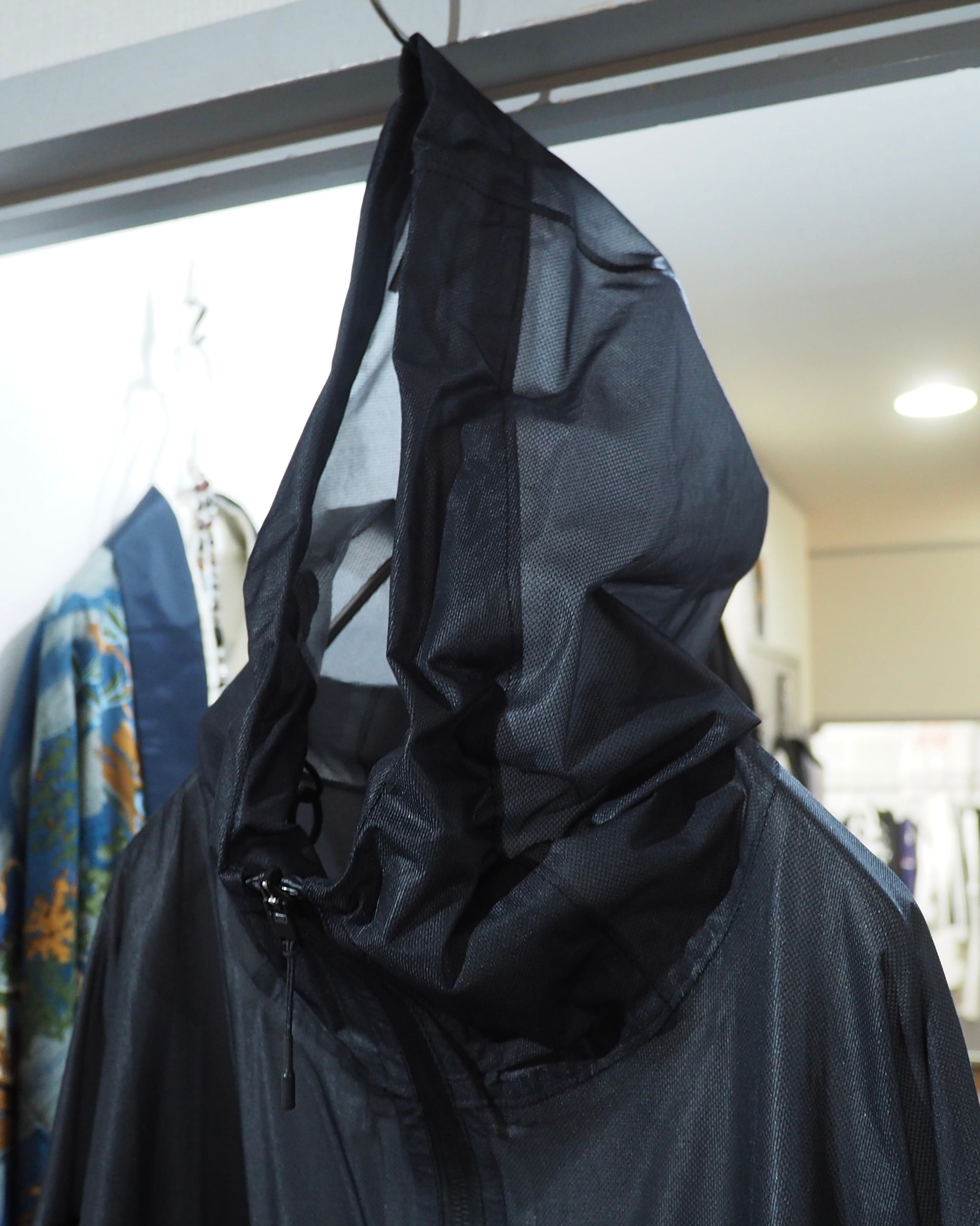 "Y-3(Yohji Yamamoto)" Black sheer Waterproof Nylon Tech Full zip jacket