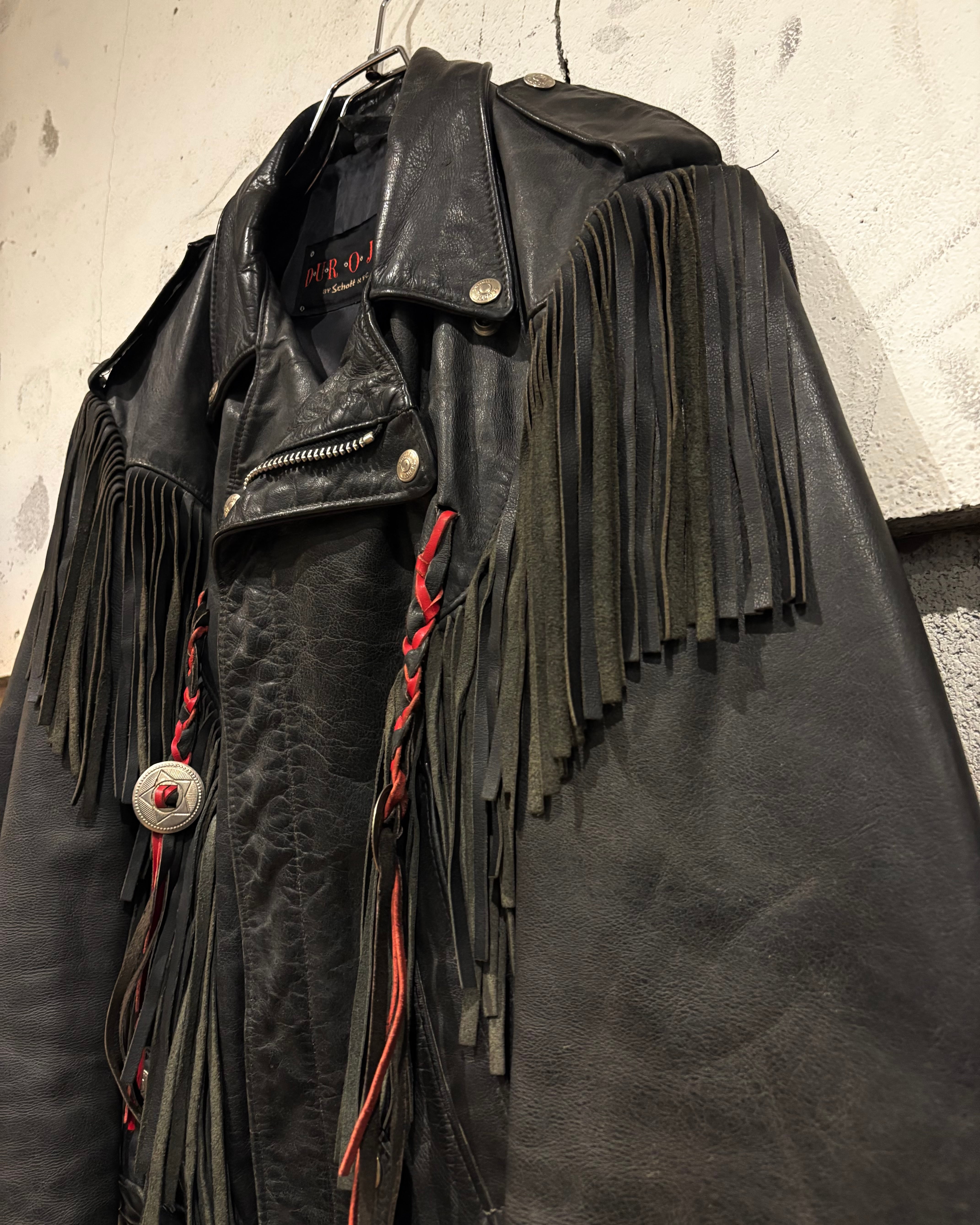 Caka otto】 “Schott” Fringe × Concho Button Decoration Vintage