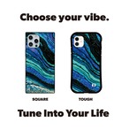 iPhoneケース シェル 貝殻模様｜ブルーグリーンのオーロラシェル柄プリント SHELL001-4