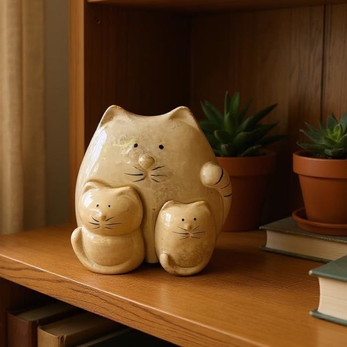 インテリア 陶器 猫 置物 かわいい ネコ 猫 白猫 陶器 オブジェ 置物