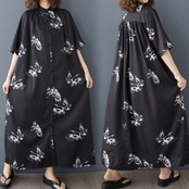 鶴柄 モノトーン ワンピース 30190