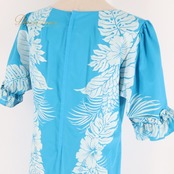 フラダンス 衣装 ワンピース ドレス ブルー系 ホワイト系 ハイビスカス柄 モンステラ柄 フリル かわいい 華やか 鮮やか 明るい 爽やか 水色 白 ダンス衣装 ハワイアンダンス レディース ハワイアン アロハ ハワイアンプリント フラ ダンス レッスン 練習