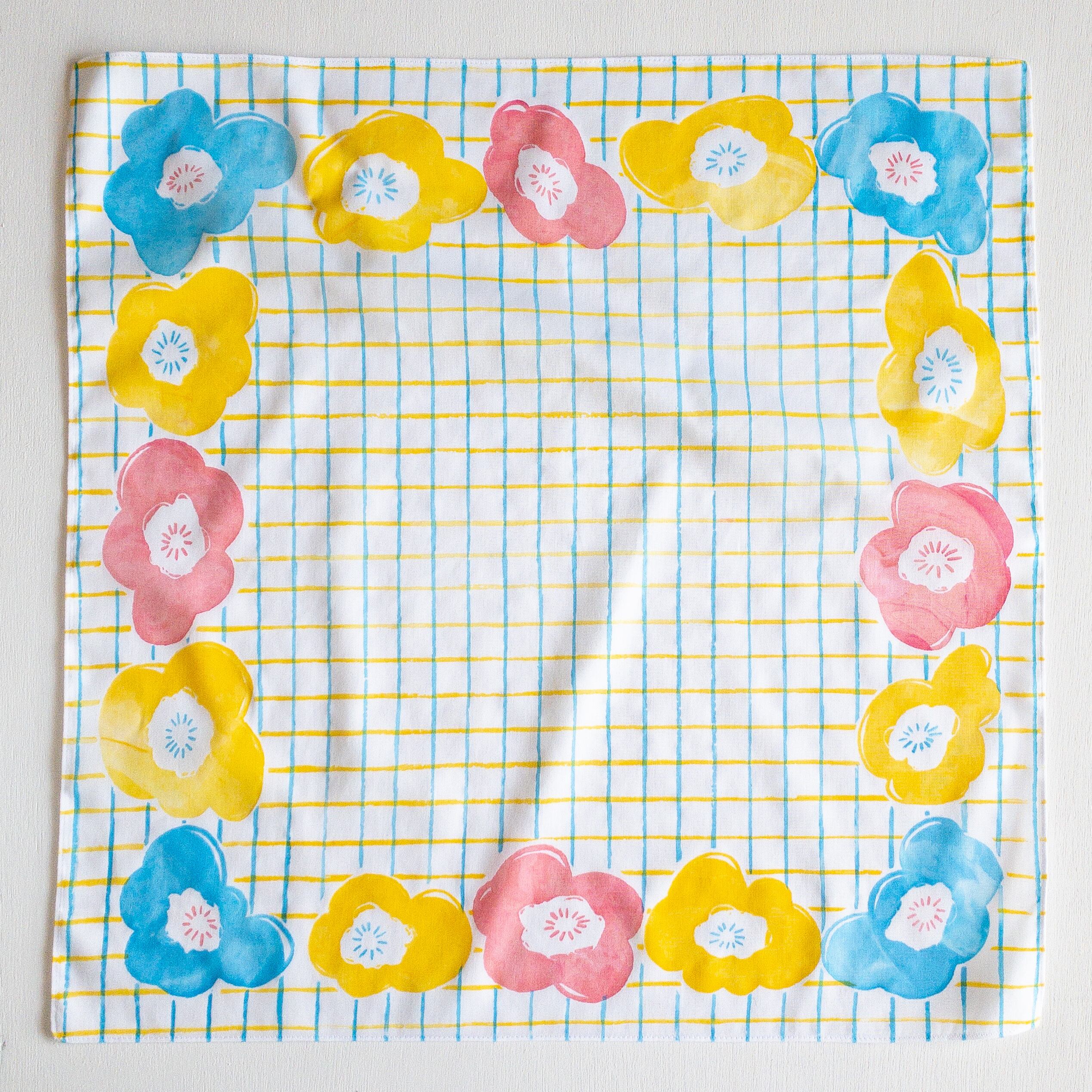 poppy＊ハンカチ シルクスクリーン カラフル 花 | sobani