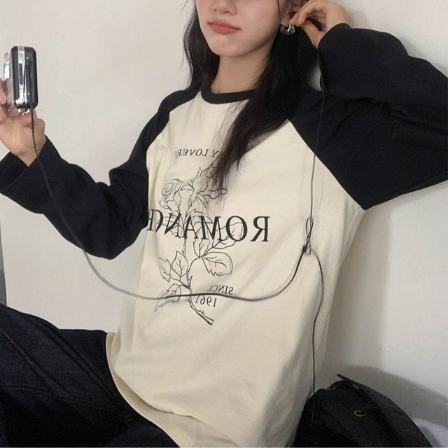 raglan sleeve print t-shirt　J00188