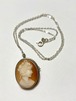 Vintage 800Silver Shell Cameo Pin Brooch/Pendant Top With Chain Made In Italy