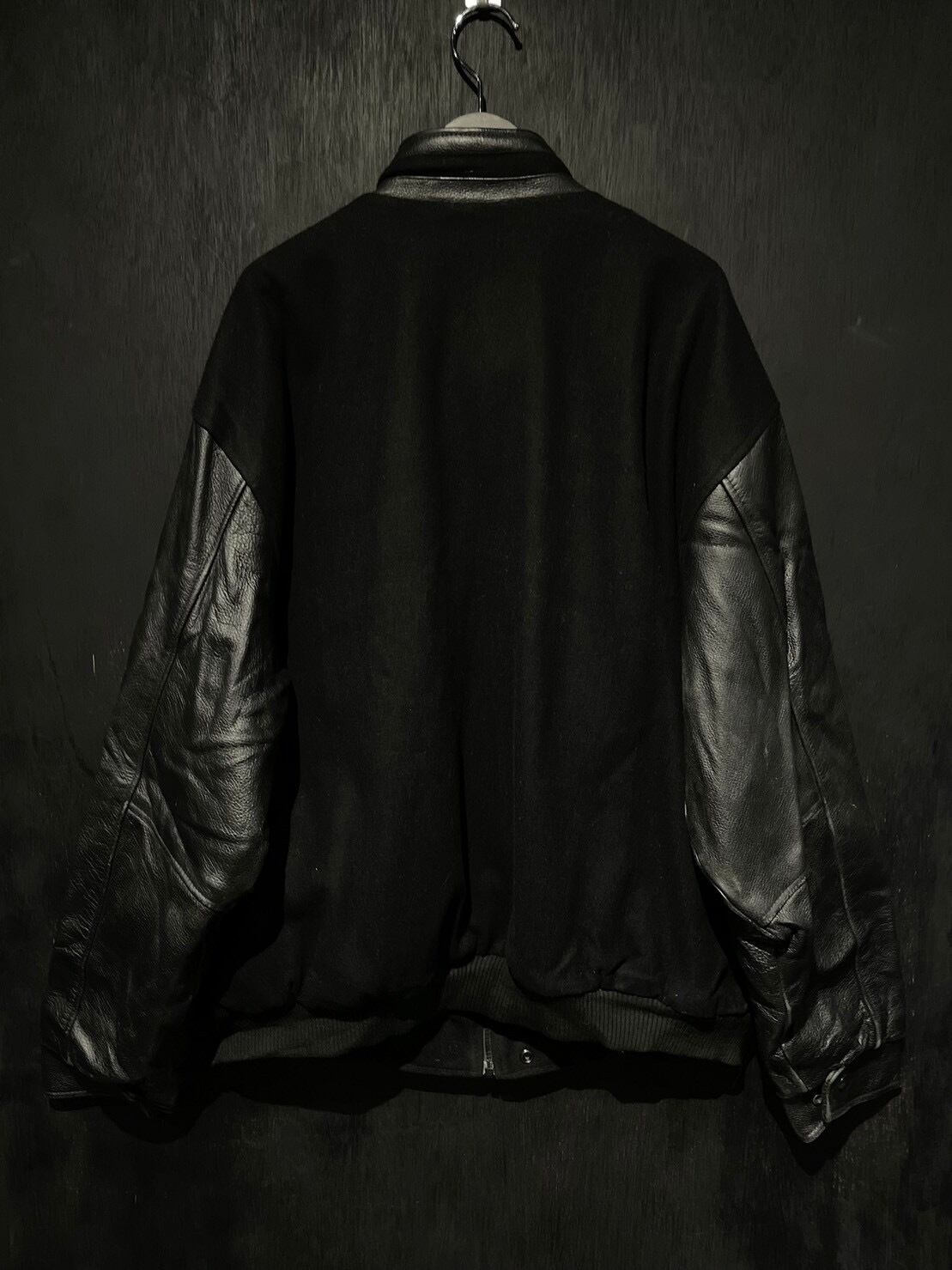WEAPONVINTAGE】Leather Swiching Vintage Loose Stadium Jacket 
