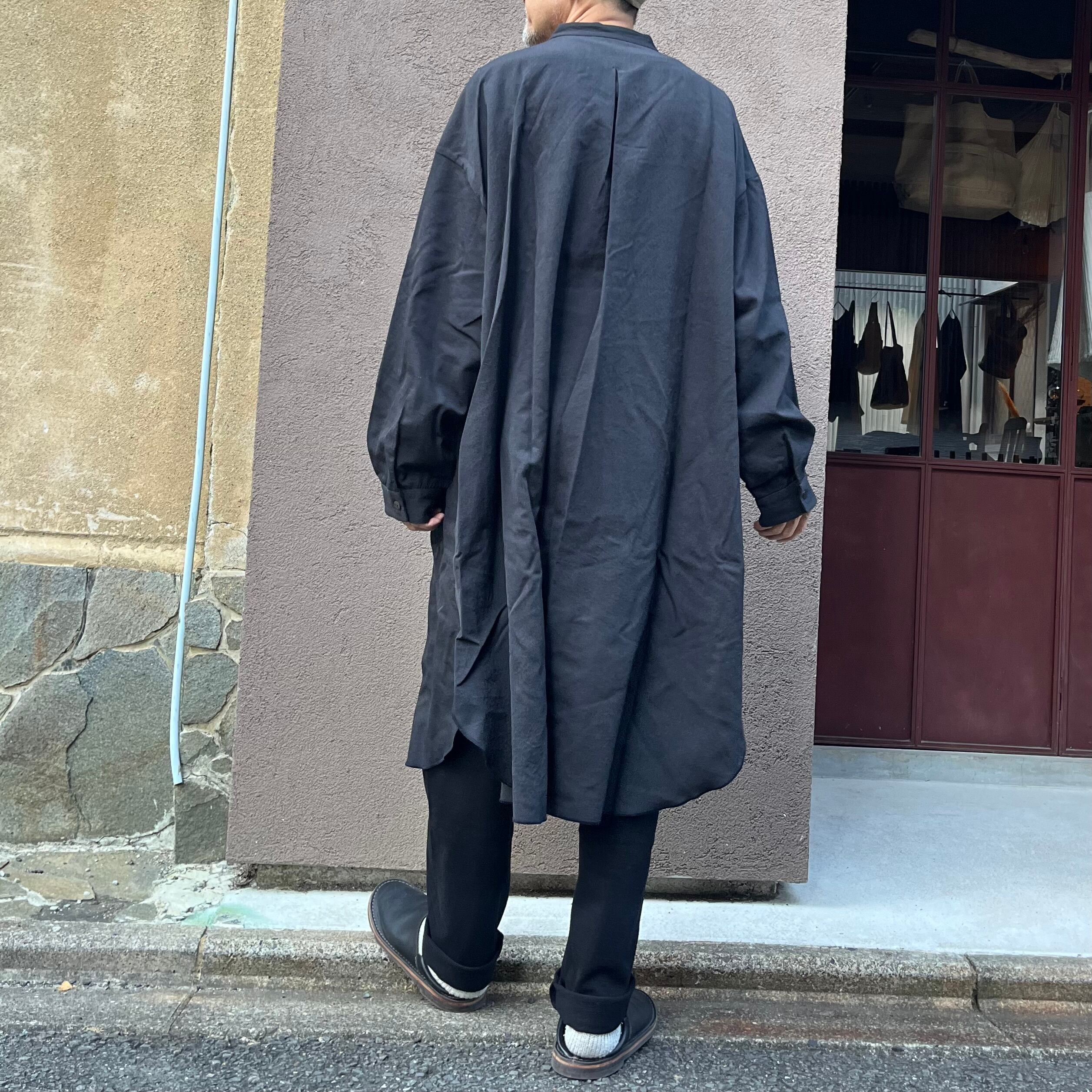 MITTAN SH-106 エアータンブルウールロングシャツ 墨黒 | Routes