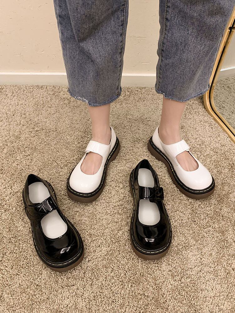 スタイルレザーオータム 靴 シューズ 秋物 ラウンドトー 部族の婦人靴86328922575