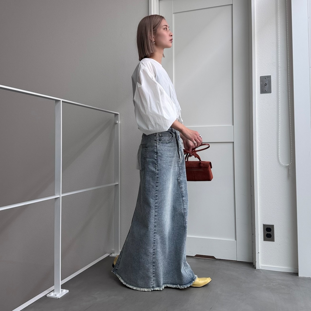 【キャンセル分】リメイクライクラップデニムSK/ブルー