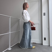 【キャンセル分】リメイクライクラップデニムSK/ブルー