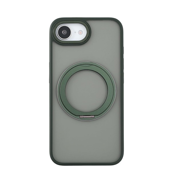 HanaRo iPhone17e 用 iPhone16e 用 ケース スマホケース リング付ケース MagSafe対応 マグセーフ リング グリーン