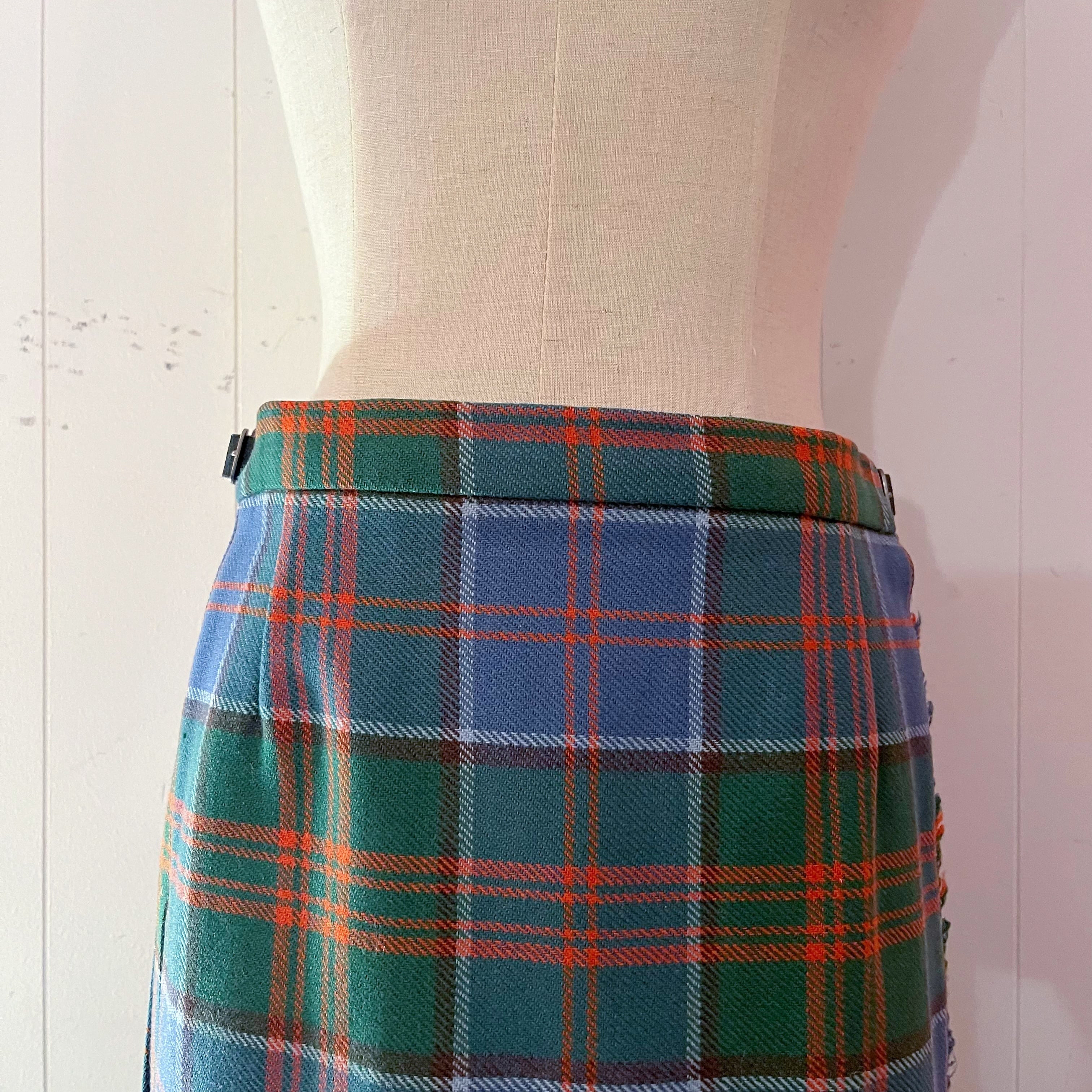 light blue check wrap skirt