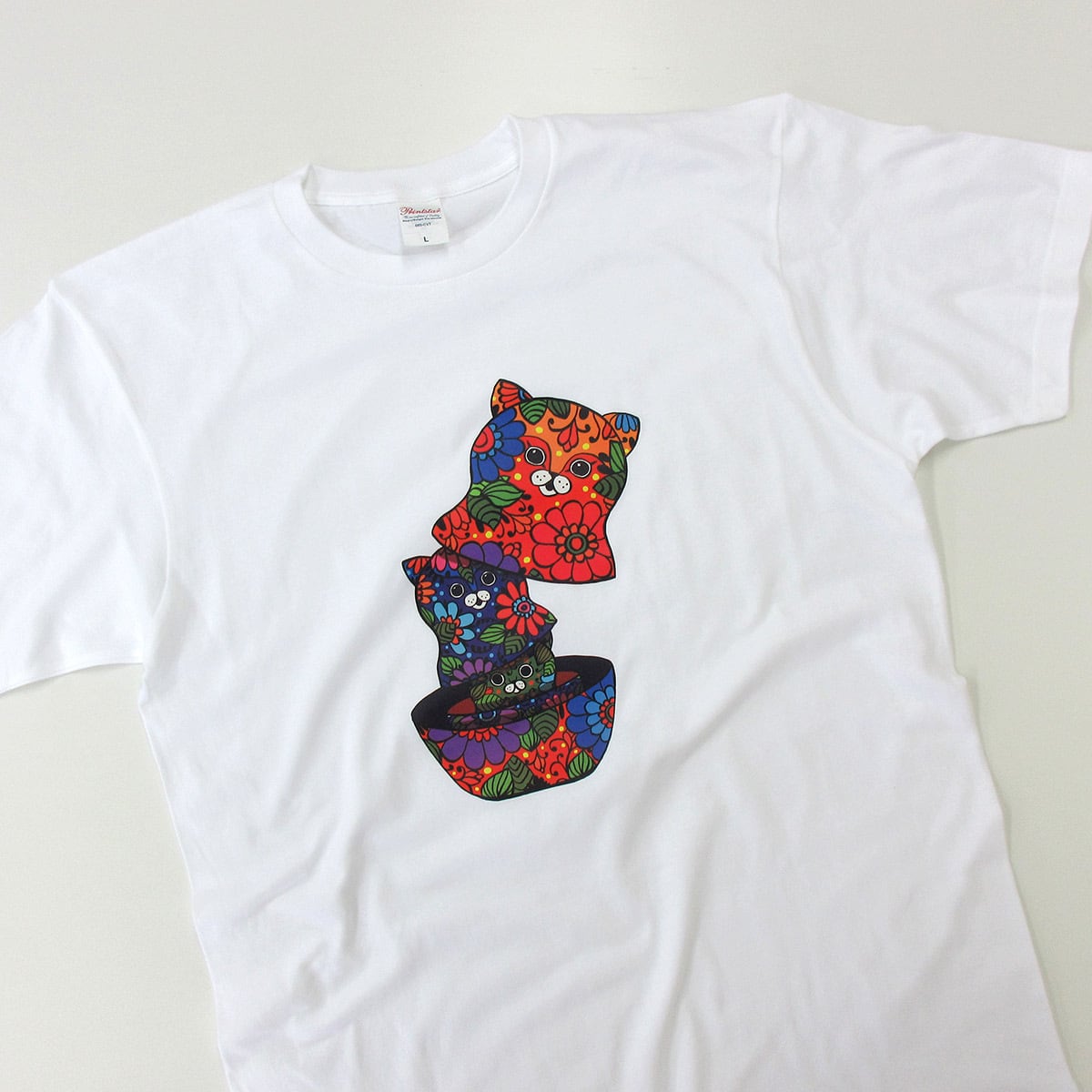 マトリョーシカ Tシャツ cat26 ねこ tシャツ おもしろtシャツ 猫  ねこ アニマル ゆるキャラ ネコ好きに