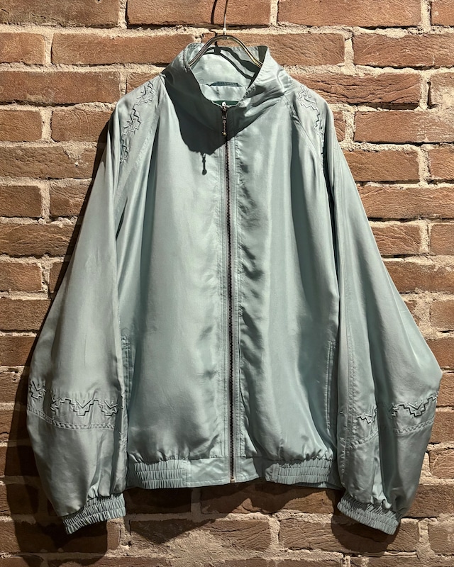 【Caka act3】Embroidery Design Vintage Loose Zip Up Silk Jacket