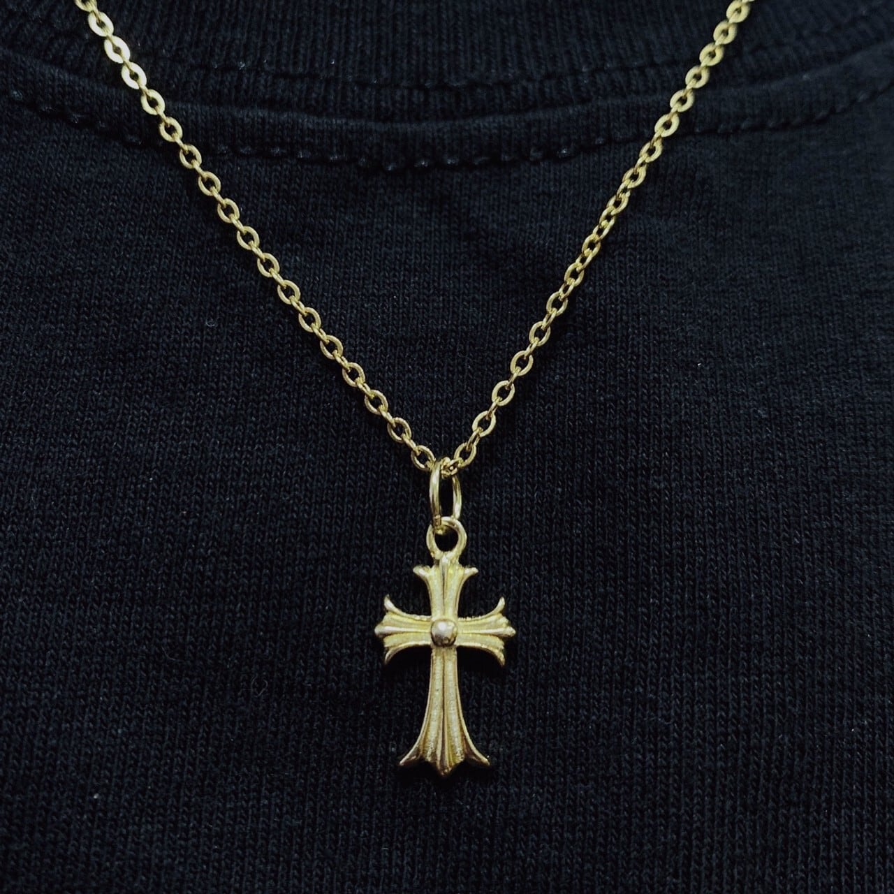 s925 Cross Necklace 【GOLD】 | Glitter