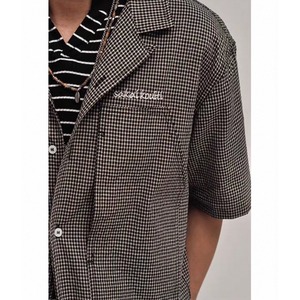 Gingham open collar logo shirt 1449