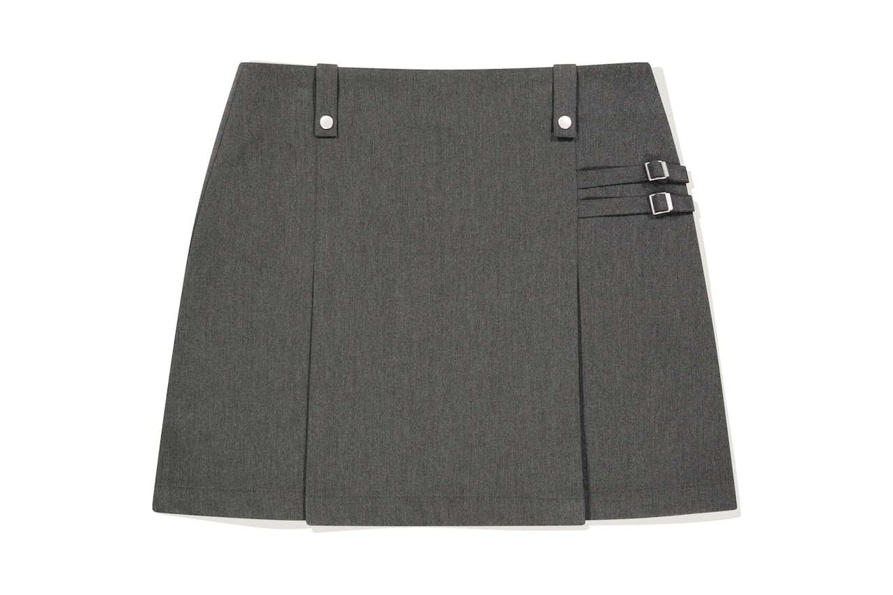 DOUBLE BELTED SKIRT_CHARCOAL