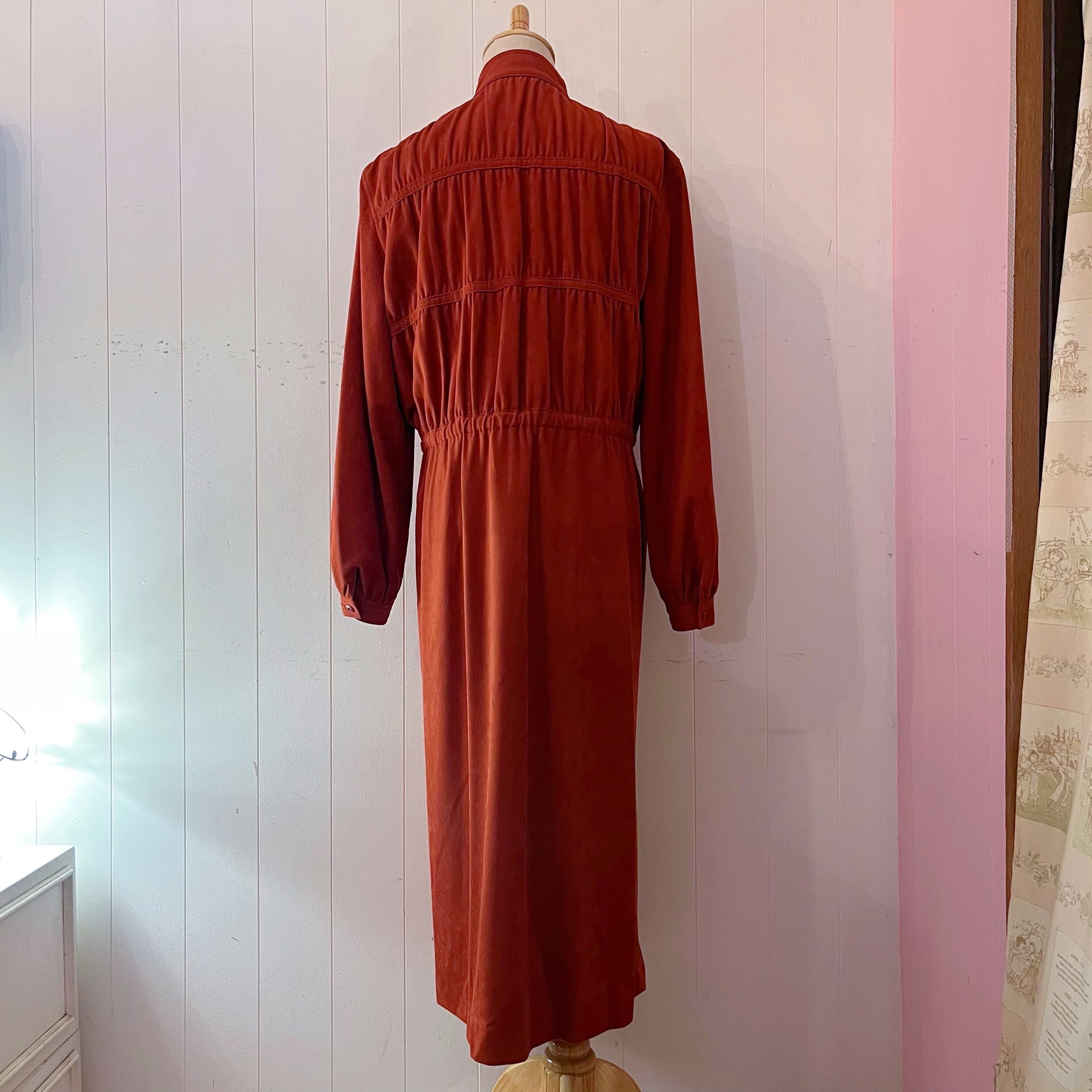 dark orange gather ribbon one-piece