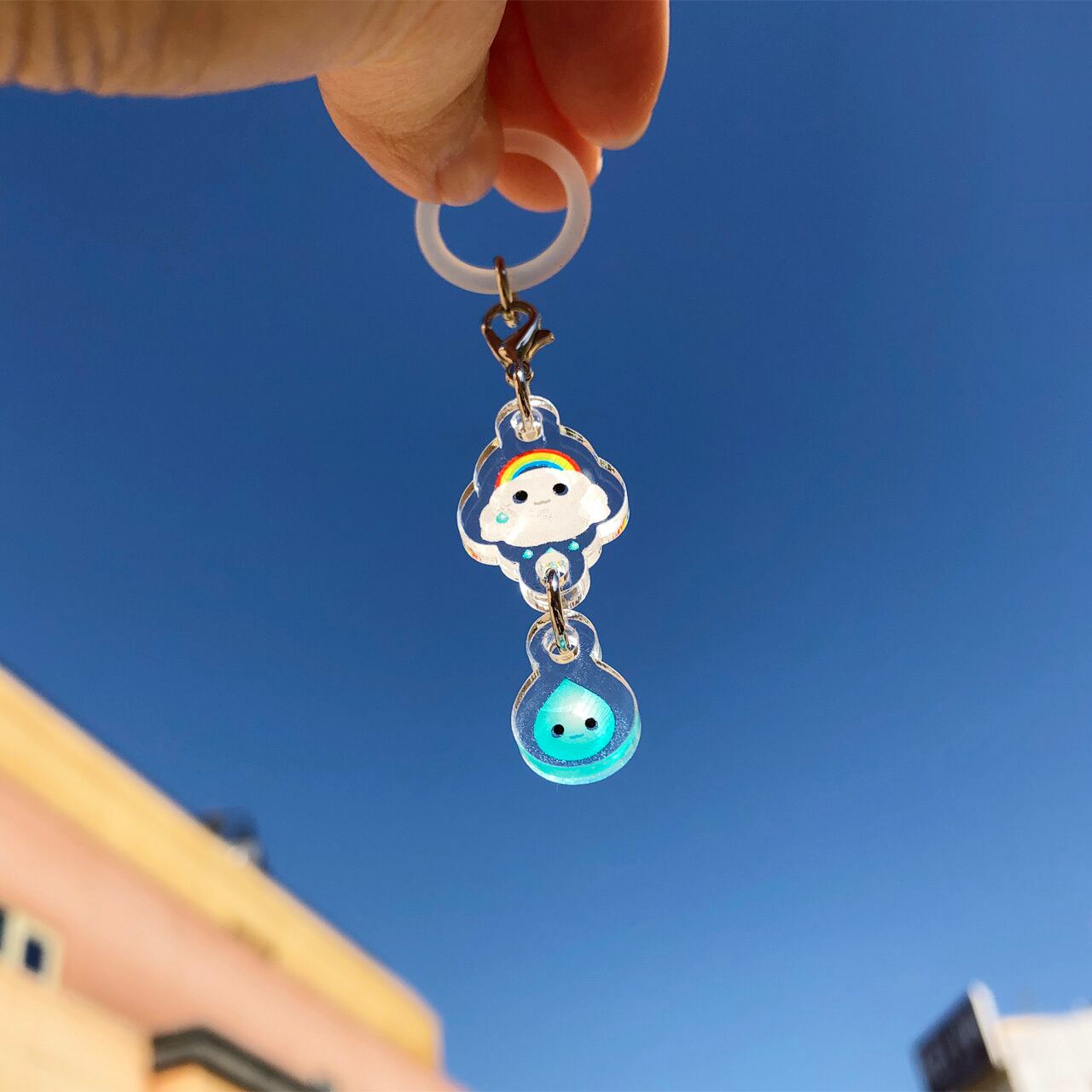 アンブレラマーカー［雲と虹としずく］傘の目印 チャーム | 【くねくね