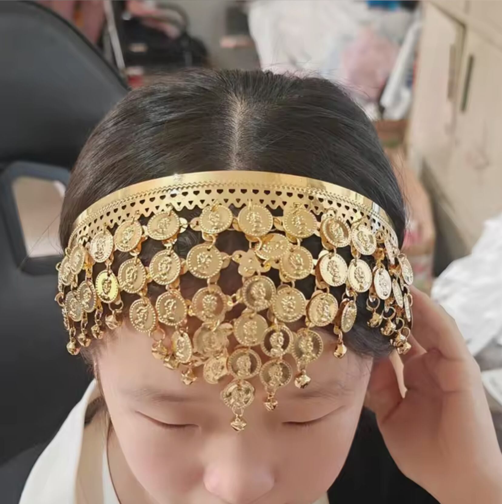 ベリーダンス用 ヘッドピース ジプシー ボヘミアン 金色 コイン