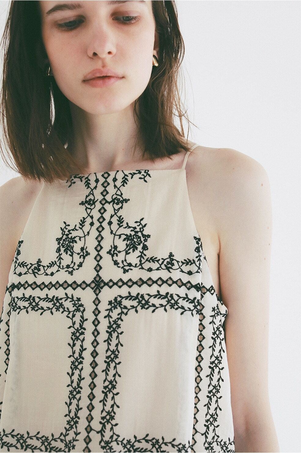 CLANE EMBROIDERY LACE CAMI ALL IN ONE 3色展開 | FLICKA ASHIYA