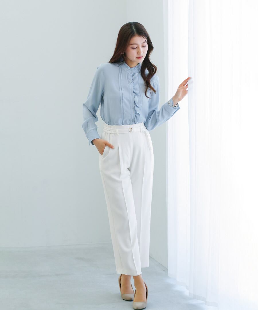 さりげなく華やぐ 】ソフトピケ・アシメフリルブラウス（776033