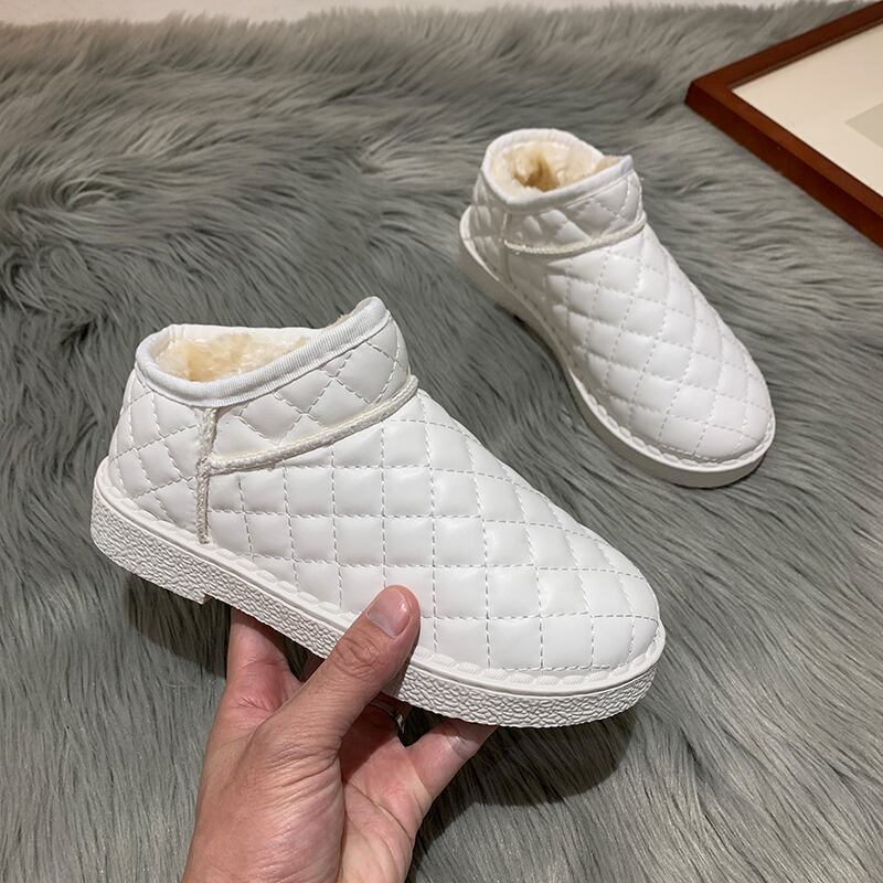 ブーツレザーレッドベルベットホワイトカジュアルショート 靴 シューズ コットン フェイクシューズ31763977608