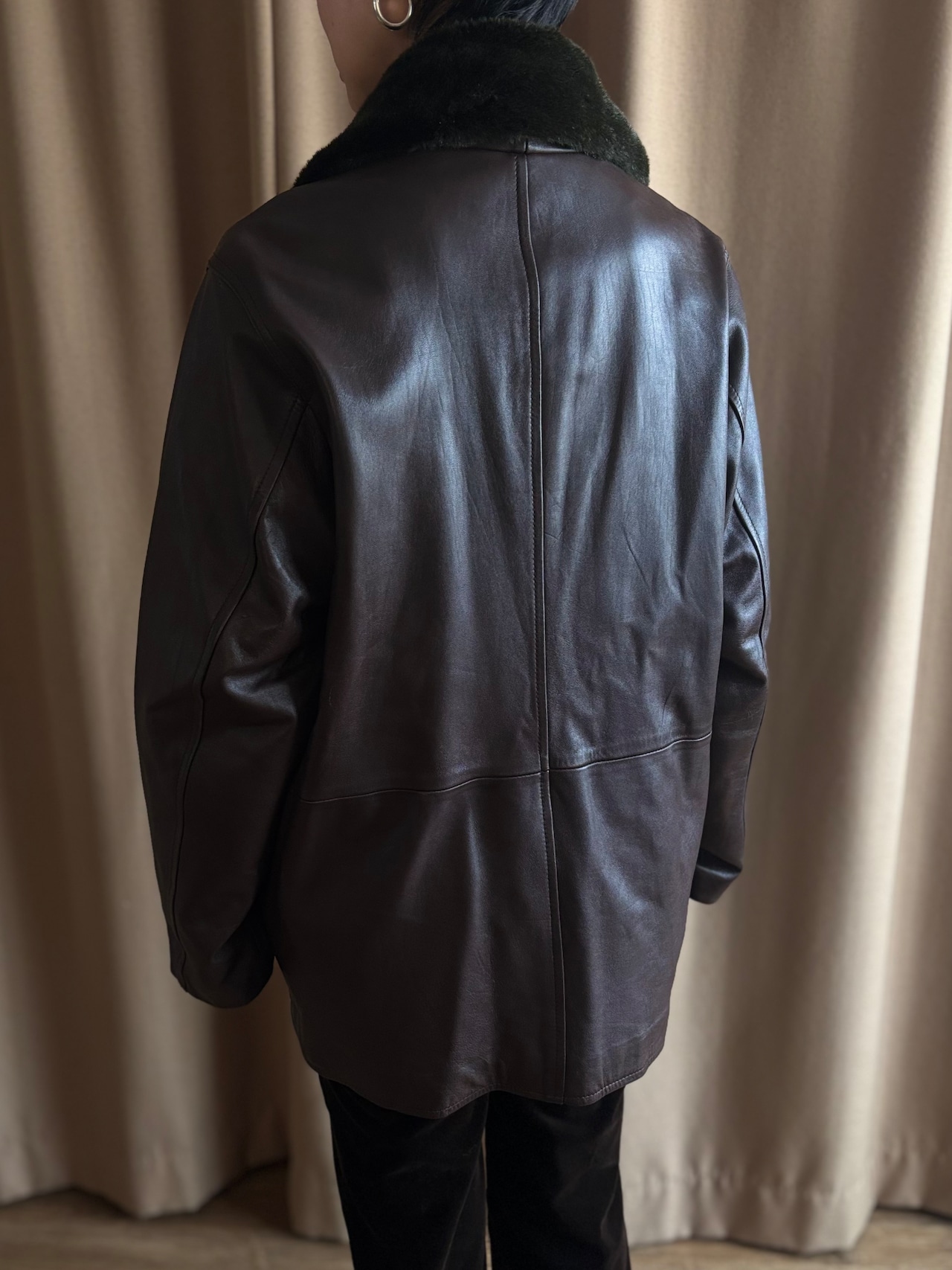 espresso brown lamb leather jacket-5145-1