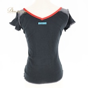 社交ダンス 衣装 トップス Tシャツ ブラック系 チャコット Luigi 黒 赤 日本製 練習 レッスン 伸縮 ストレッチ バレエ ヨガ リボン 半袖 かわいい シンプル ダンス衣装 イベント Chacott レッド系 グレイ系