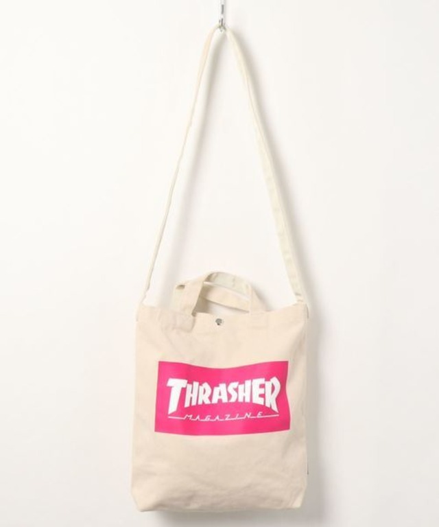 THRASHER (スラッシャー)   2wayショルダーバッグ  キャンバス THR-133 ホワイト/ピンク