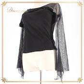 社交ダンス 衣装 スタンダード トップス レッスンウェア レディース PASTIME パスタイム 黒 ブラック系 長袖 レース 練習着 フォーマル エレガント シンプル アシンメトリー ファスナー 通気性 伸縮性 日本製 おしゃれ レディス ダンスウェア スポーツウエア クラシック 制服 ダンスレッスン フォーマルウェア