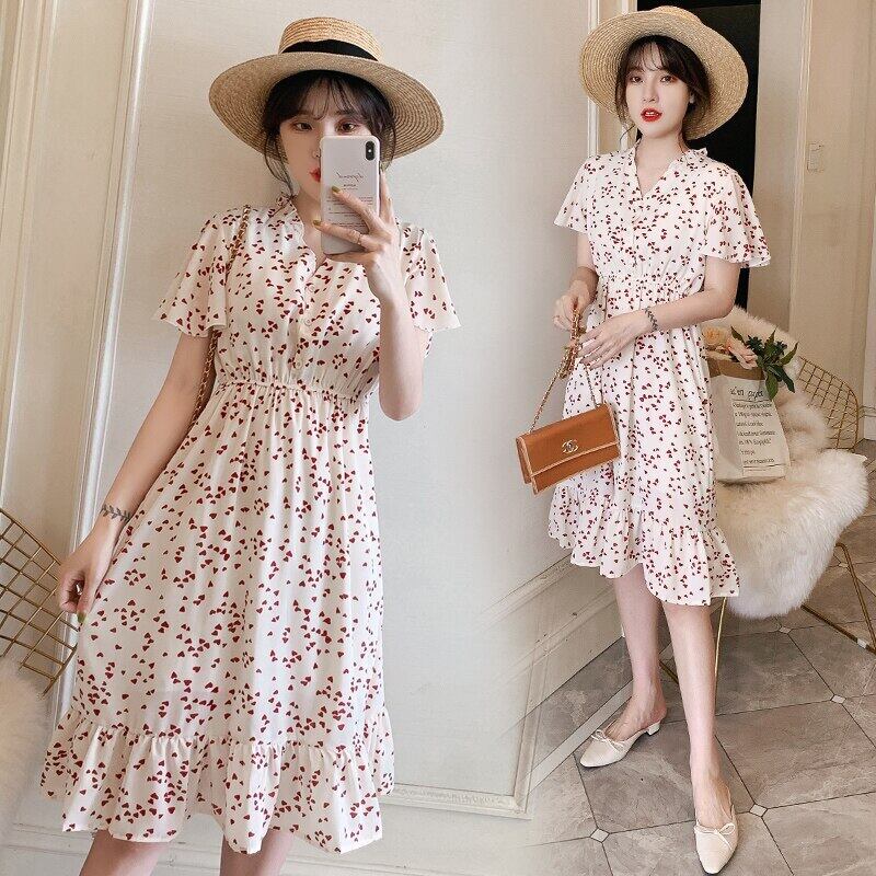 【新作】【送料無料】 8021＃マタニティドレスサマーシフォン半袖ルーズスタイリッシュフローラルドレス妊婦ママドレス ショート ハーフスリーブ 夏物 花柄 AL expec323172056436