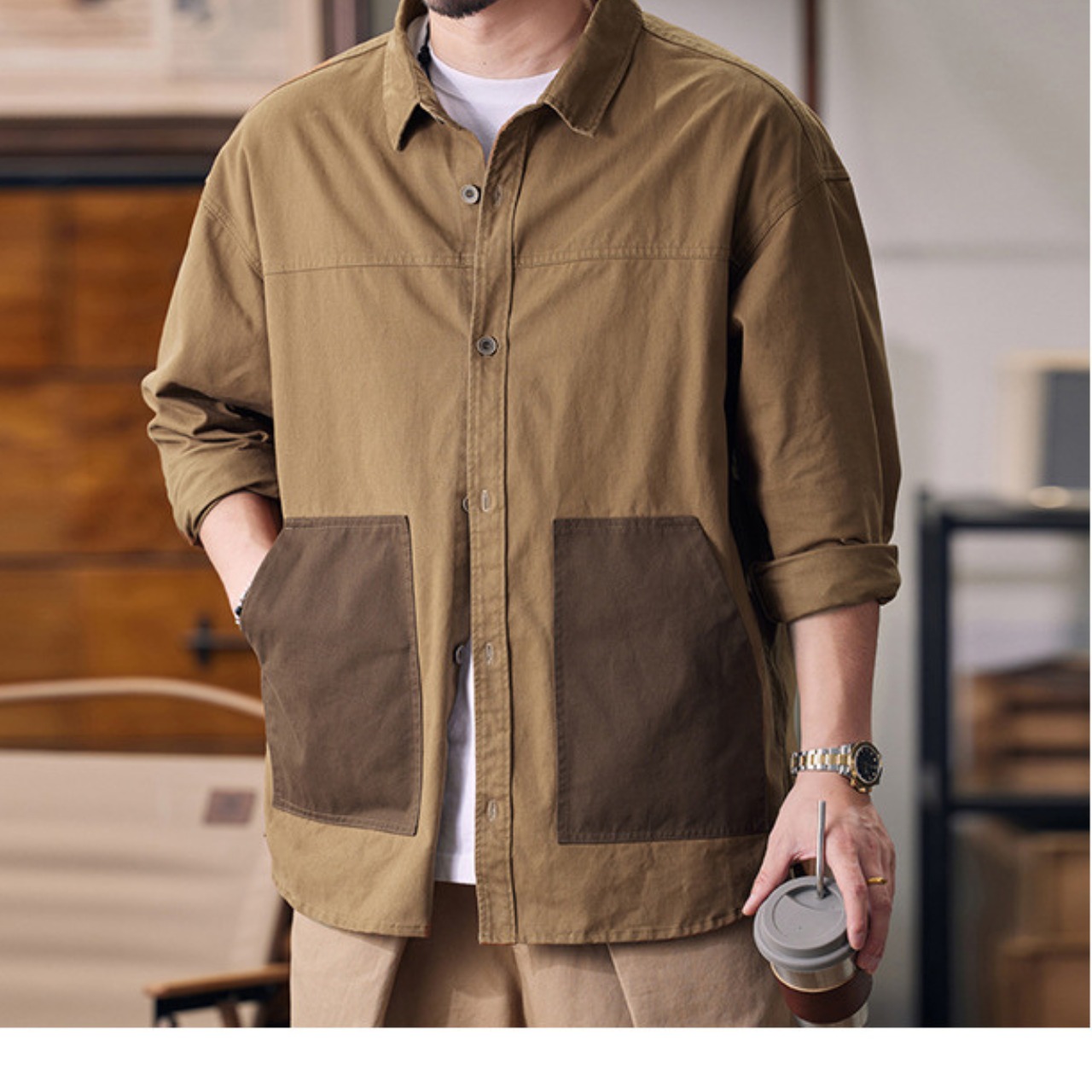 【Quiet Detail】カラーブロックシャツ　TB1964・画像12