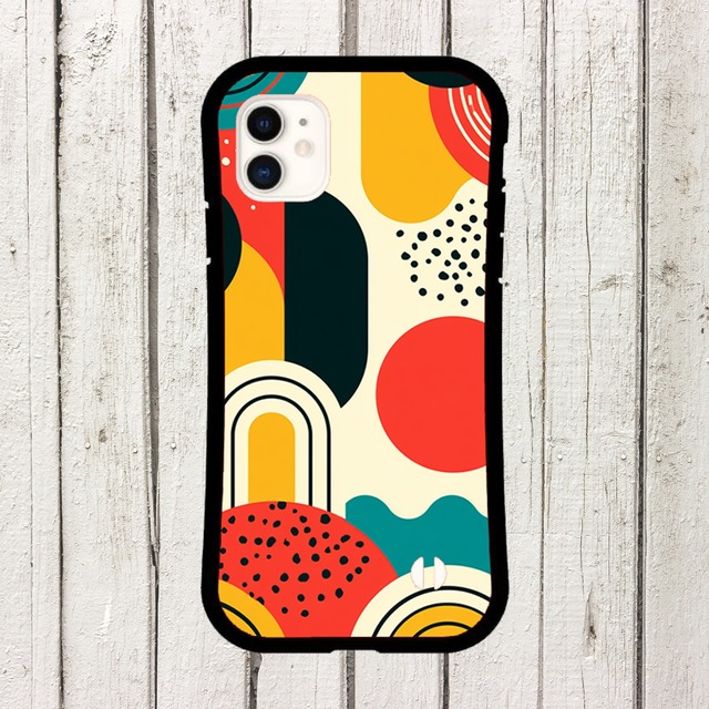 受注生産 iPhoneケース 丸とアーチのレトロポップ｜抽象柄 PABS009A